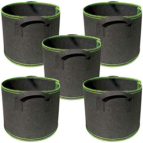 Preisvergleich Produktbild Malaxlx Pflanzentasche 5 Stück 40L / 10 Gallonen Pflanzsack, Atmungsaktiv Weichseitiger Vliesstofftöpfe mit Riemengriffen für Gärtnerei und Wachsen der Pflanzung