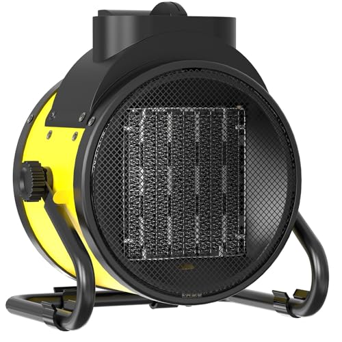 Buyplus Electric Space Heater - Outdoor Heater with Super Long Cord, Overheat Protection, Heaters Heat Up in 2 Seconds, 3 Modes, Small Fan Heater Tent Ceramic Space Heater for Patio, Amber