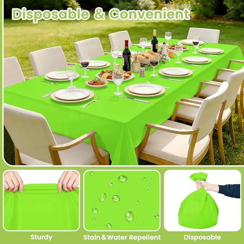 Image of Mulbozy 4 Pcs Lime Green Plastic Table Cloth Disposable, 54 x108 Inch