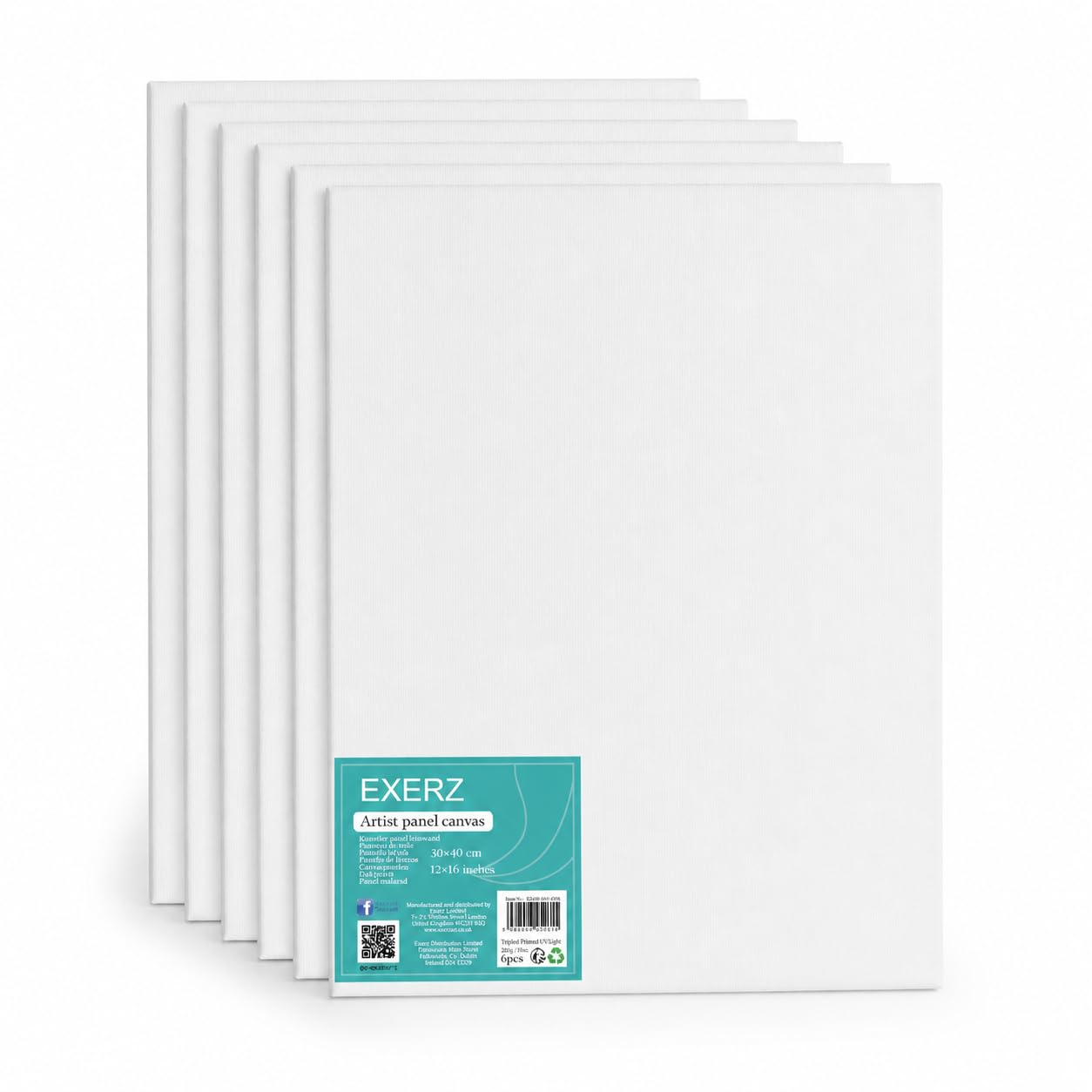 Exerz 30X40cm Canvas Panels 3Mm 6Pcs - A3 Canvas Board 100% Cotton 280Gsm/ Blank Canvas / Triple Primed/ Acid Free/ Medium - Oil & Acrylic Grain