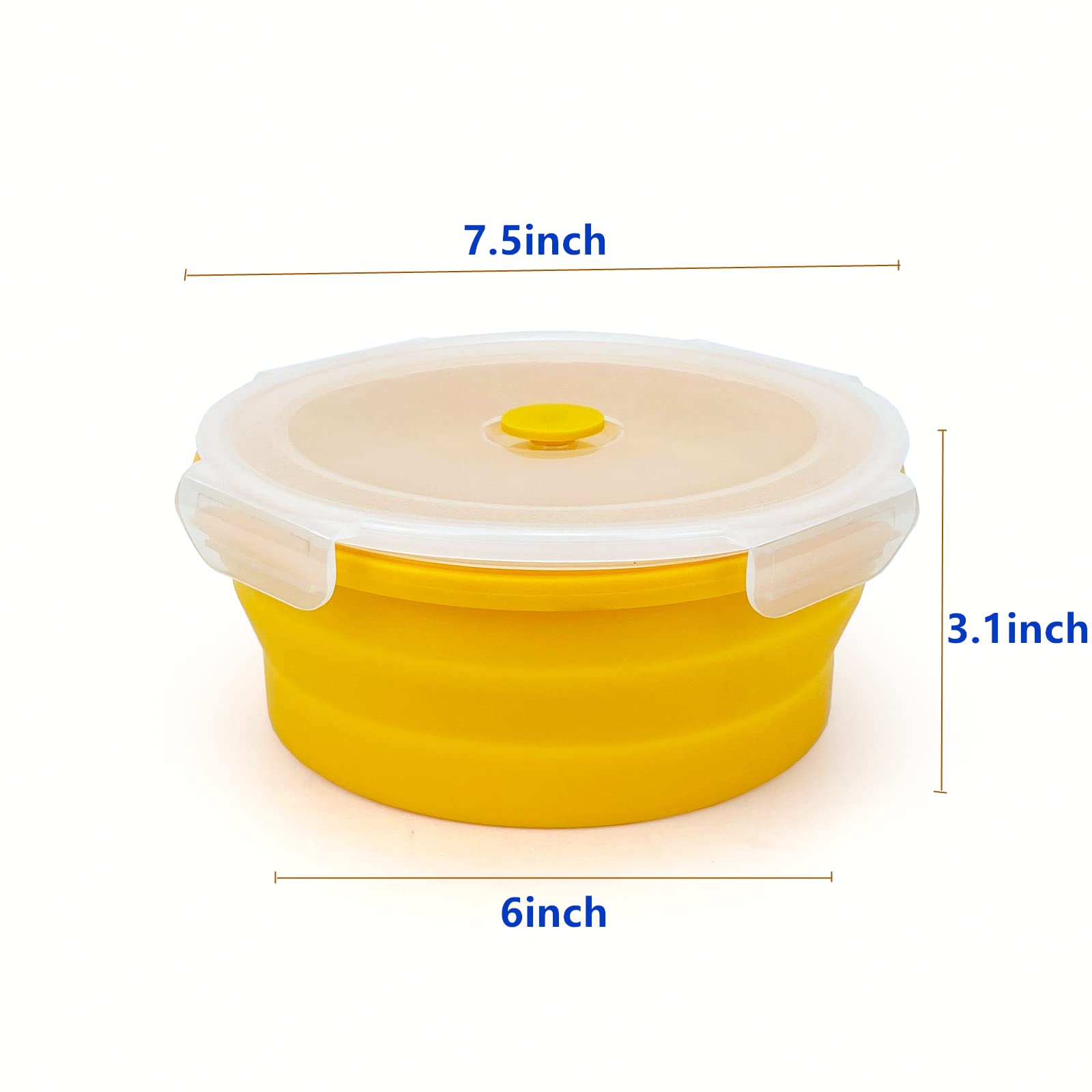 Cuenco plegable grande de 1200 ml con tapa, cuenco de camping con cuchara plegable, caja Bento de silicona para preparación de comidas y almacenamiento de alimentos, apto para microondas