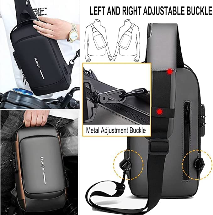 Image of Men's Sling Shoulder Backpack,Anti-theft Chest Bag Waterproof Shoulder Crossbody Bag, Lightweight One Strap Sling Bag with USB Charging Port for Hiking Cycling Travelling Outdoor