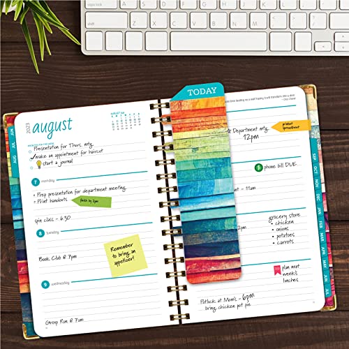 Hardcover Academic Year 2023-2024 Planner: (June 2023 Through July 2024) 5.5"X8" Daily Weekly Monthly Planner Yearly Agenda. Bookmark, Pocket Folder And Sticky Note Set (Rainbow Oak) #TOP2