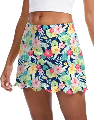 Image of M MOTEEPI 14 inch Scalloped Hem Skorts for Women with Pockets High Waisted Tennis Golf Athletic Skirt with Shorts 2026