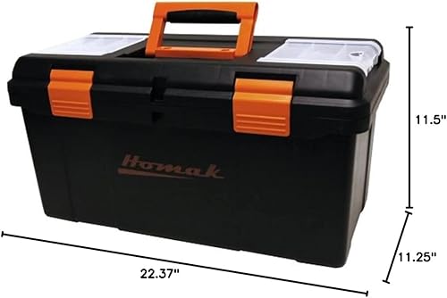 Miniatura 7 de Homak Caja de herramientas de plástico con bandeja y divisores, negro, 22 pulgadas