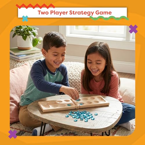 Juego de tablero Mancala con tablero plegable de madera miniatura 3