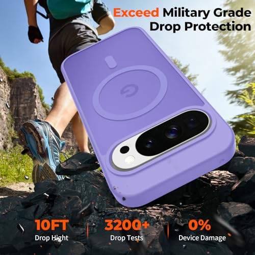 Image of SUPFINE Magnetic for Google Pixel 10 Pro XL Case with Screen Protector, (Built-in Magnets) ((Military Grade Drop Protection) Slim Translucent Shockproof Phone Case,Purple