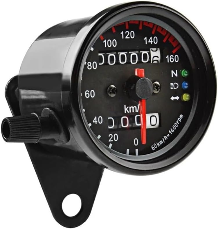 Motorcycle Digital Odo-Meter Universal Motorcycle Tachometer Odometer 12V Dual Speed Meter with LED Indicator