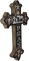 Vista 4 de Ebros Gift Occidental arrodillado vaquero con caballo en oración solemne al pie de la cruz orar flor de lis pared cruz placa inspiradora decoración