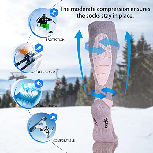 Image of Hylaea Merino Wool Ski Socks, Cold Weather Socks for Snowboarding, Snow, Winter, Thermal Knee-high Warm Socks, Hunting