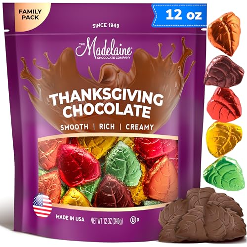 Madelaine Milk Chocolate Leaf Candy – Individually Foil-Wrapped Fall Chocolates – Thanksgiving Treats & Decorations – 12 oz Bag (Approx. 45 Pieces)