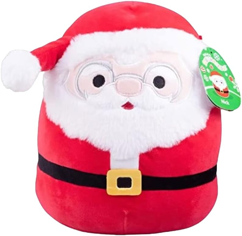 Squishmallows Peluche oficial de Kellytoy de Navidad lindo y suave juguete de peluche navideño gran regalo para niños Santa Claus Nick 12 pulgadas