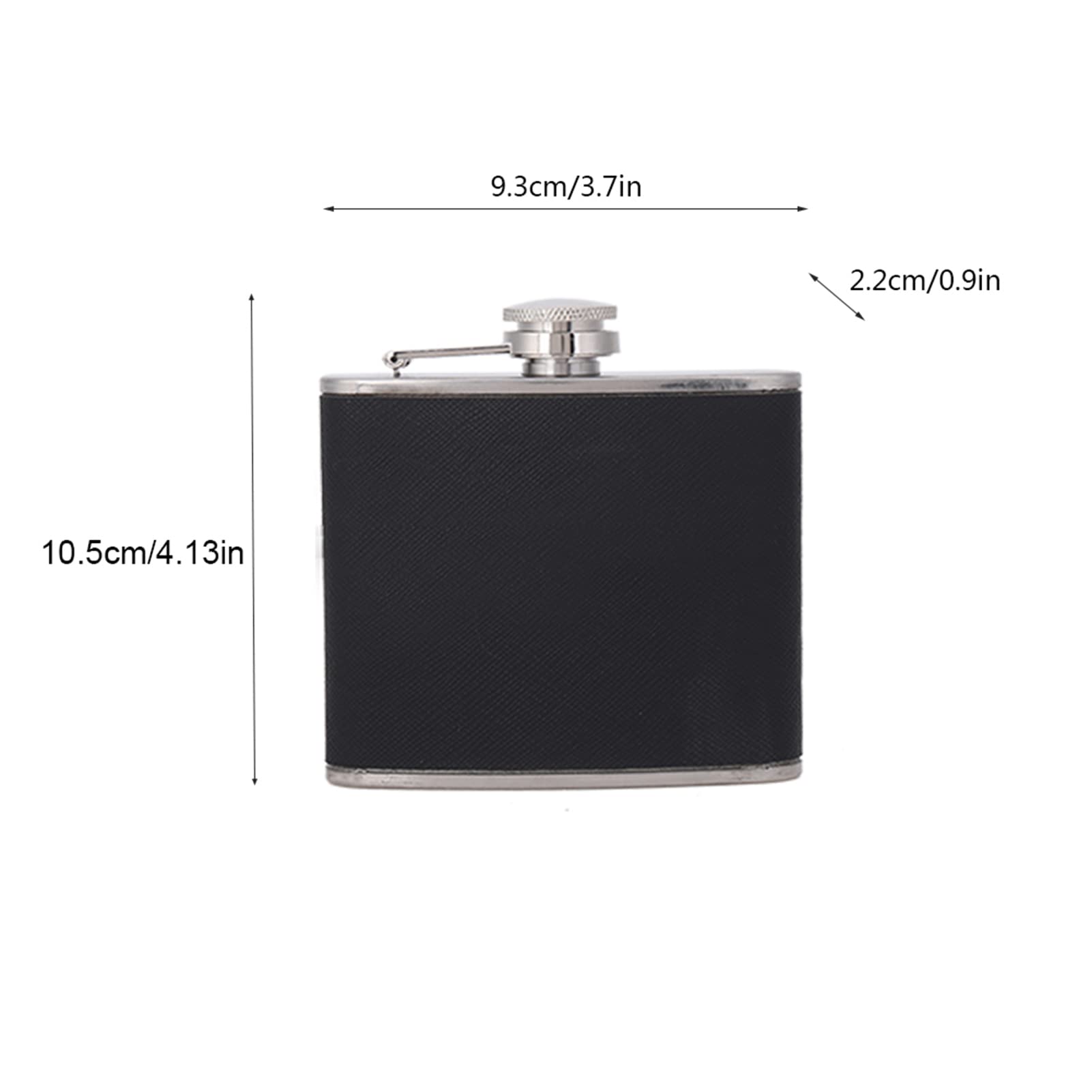 Flasks for Liquor for Men, Stainless Steel Leak Proof Pocket Hip Flask with Funnel and Black Leather Cover for Alcohol Whiskey Wine(5oz)