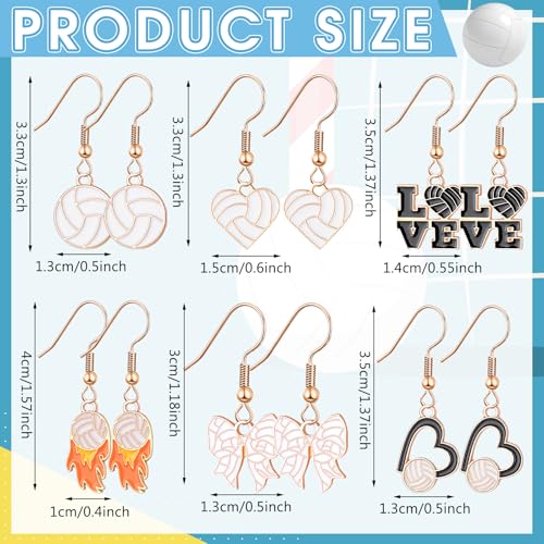 Nosiny 6 Pairs Sports Earrings for Women Game Earrings Football Volleyball Soccer Tennis Ball Golf Tooth Jewelry Dangle Decor2