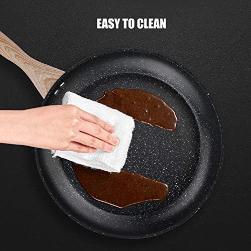 homgeek Frying Pan Set, Nonstick Skillet Made of Thick 410 Stainless Steel with Induction Compatible Bottom and Ergonomic Heat-Resistant Bakelite Handle, PFOA Free, 8 Inches, 10.2 Inches and 12 Inches