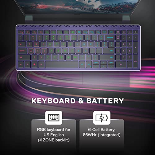 Image of Dell G15-5530 Gaming Laptop, Intel Core i7-13650HX /16GB /512GB SSD /NVIDIA RTX 4050, 6GB GDDR6 /15.6 inch (39.62Cms) FHD 165Hz, 3ms, sRGB-100% /Win 11+MSO'21+McAfee 15 Month /Pop Purple With Neo Mint /2.65 Kgs