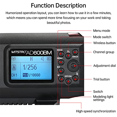 Godox AD600BM Outdoor Strobe Flash,Bowens Mount 600Ws GN87