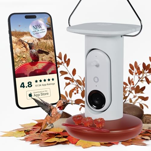 Birdbuddy Smart Non-Solar Pro Hummingbird Feeder with Camera - AI Bird Identification, 2K Video, 5MP Photos, Outdoor Hanging, Gift for Bird Watching