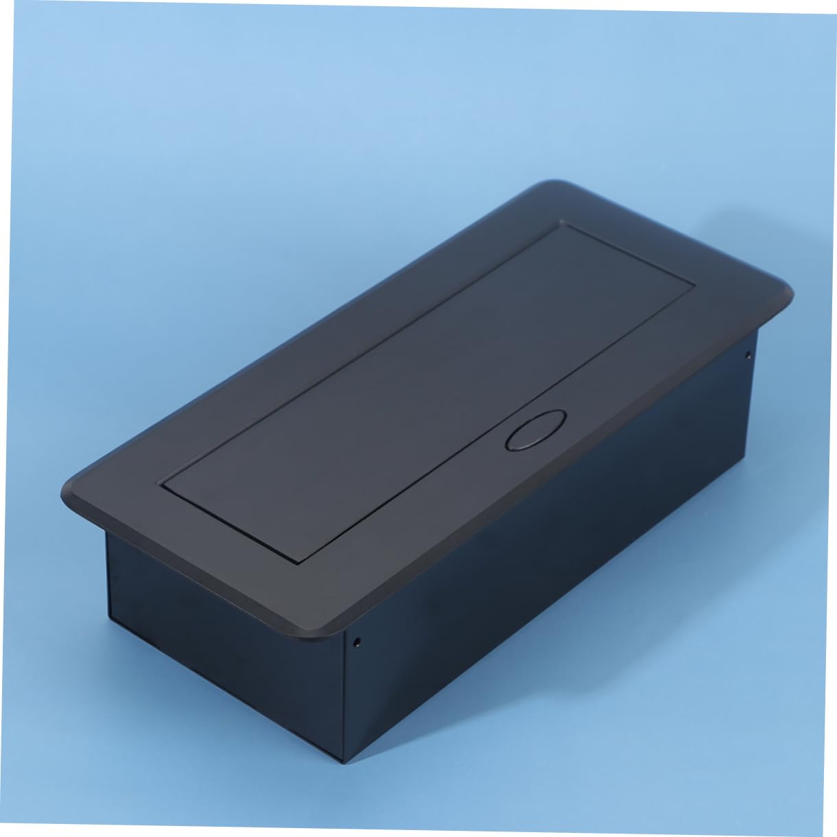 Caja de Conexión Multimedia Emergente Circular 3 Tomas Europeas | Aleación de Aluminio y Acero, Acabado Negro, Ligera y Resistente para Sala de Reuniones y Aula