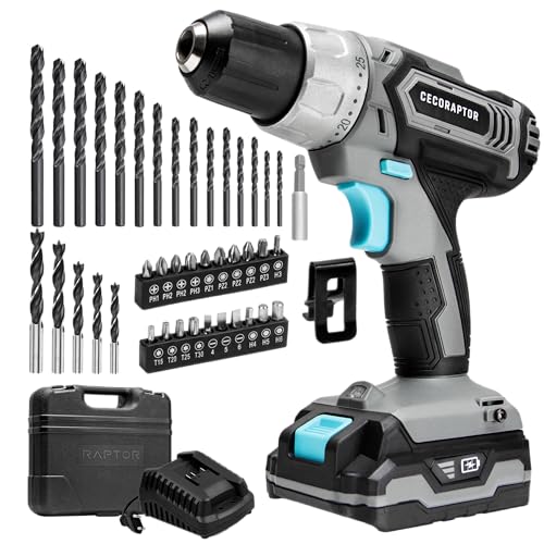 Cecotec Taladro de Batería CecoRaptor Perfect Drill, 20V y 2000 mAh, Velocidad de 1550 rpm, Torque Máximo 46 Nm, 25+1 Posiciones de Torque y 2 Velocidades de Trabajo, Autonomía de 60 min.