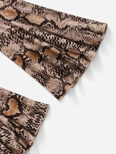 Image of WDIRARA Girl's 2 Piece Flounce Sleeve Top and Leopard Print Bell Leg Bottom Pants Set