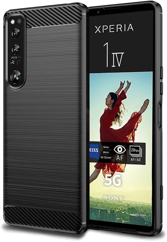 Case Compatible with Sony Xperia 1 VI, Perfect Fitting Hybrid Edge to Edge Side Protection Carbon Fiber Back Cover for Sony Xperia 1 VI 6.5" - Black