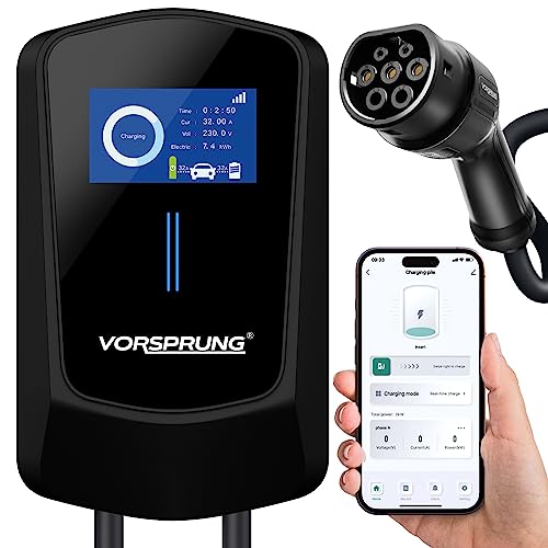 Top 10 Home EV Chargers in the UK: Comprehensive Reviews 6 VORSPRUNG® VoltRider Smart APP LCD EV Charger Wall Box Charging U...