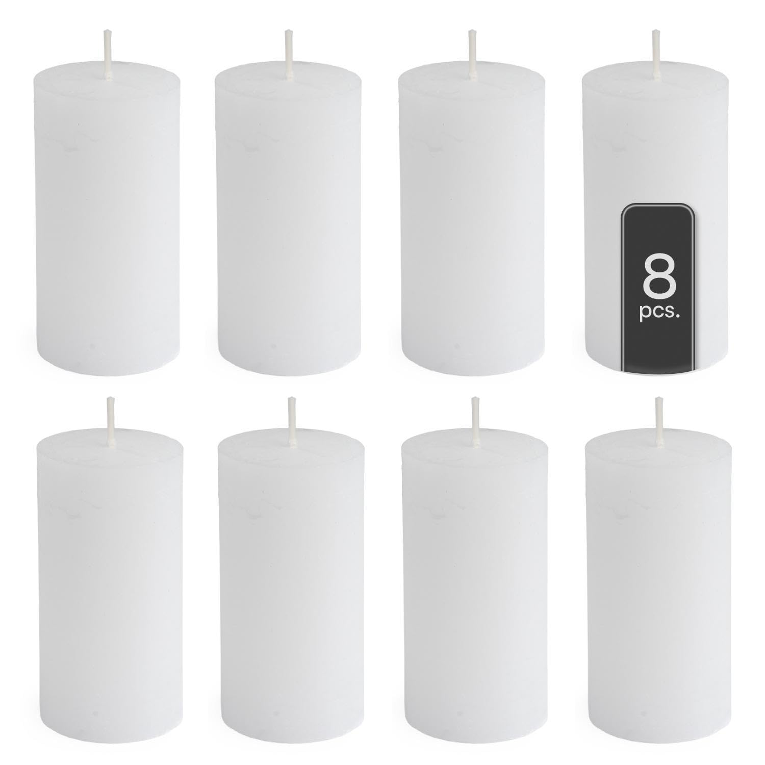 Stumpenkerze 8er Set weiß