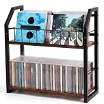 NONETO Large Wooden 2 Tier CD Storage Rack for CD Dispaly