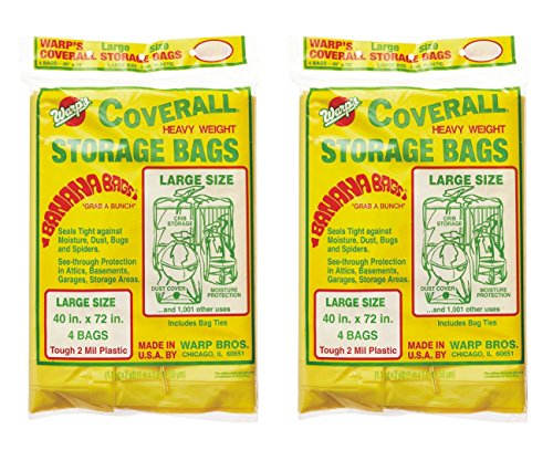 Warp Brothers CB-40 Banana Bags Storage Bags, 40-Inches by 72-Inches, 4-Count (2 Pack)