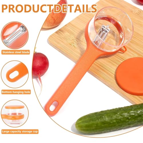 Image of Vegetable & Fruit Peeler with Storage Container, Double-Sided Stainless Steel Blade, Multi-Function Kitchen Peeler with Box (Multicolor)