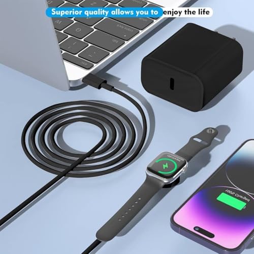 Image of USB C Apple Watch Charger,[MFi Certified] iPhone Fast Magnetic iWatch Charger 6ft USB C Charging Cable Cord Long and Type C Wall Charger Block for Apple Watch Series 11 /10 /9 /Ultra /8 /7 /SE /SE2 /6 /5 /4 /3 /2
