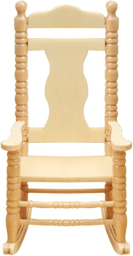 Amazon.com: jojofuny Wooden Dollhouse Rocking Chairs 1:12 Scale ...