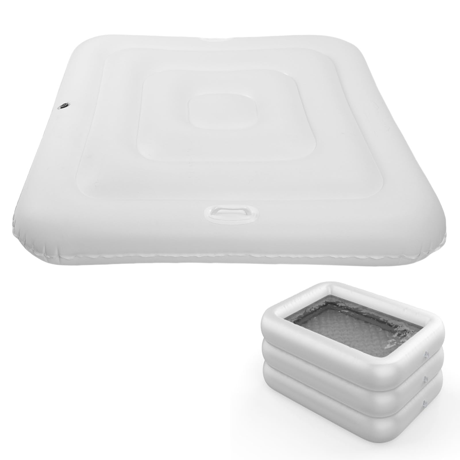 Couverture de Piscine Carrée Gonflable de 130 Cm, Protection en PVC Anti-poussière pour Spa Extérieur pour Une durabilité et Une propreté Améliorées