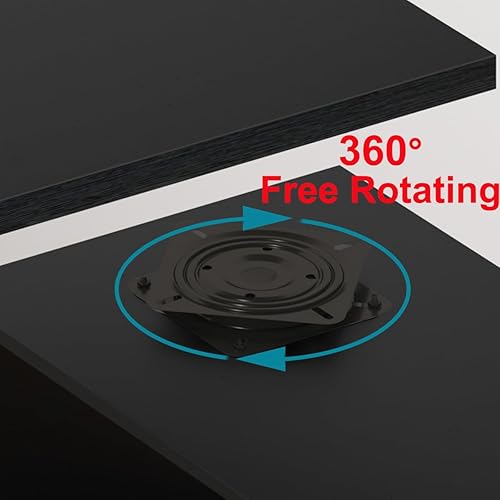 Miniatura 3 de HSH Escritorio negro en forma de L con estantes de cajones, escritorio giratorio de 360 grados para oficina en casa en forma de L con gabinete de