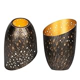 Metal Small Cut Corner Lamp Shade Laser Star Bevel Floor Lampshade Bronze Outside And Gold Inside 4.4' Top X 5.9'Height (2 Pcs)