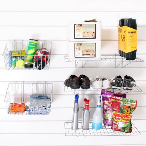 Proslat 11003 Garage Organizer Value Pack With 3 Shelves And 2 Steel Baskets, Designed For Proslat Pvc Slatwall Chrome thumb #1