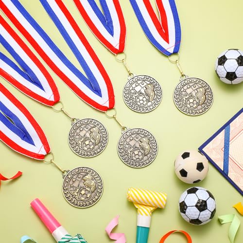 Image of Remuuly 60 Pcs Gold Award Medals 2 Inch Soccer Baseball Volleyball Football Cheer Trophy Medals Metal Awards Bulk with Neck Ribbons Trophy Prize Gifts for Sports Competitions