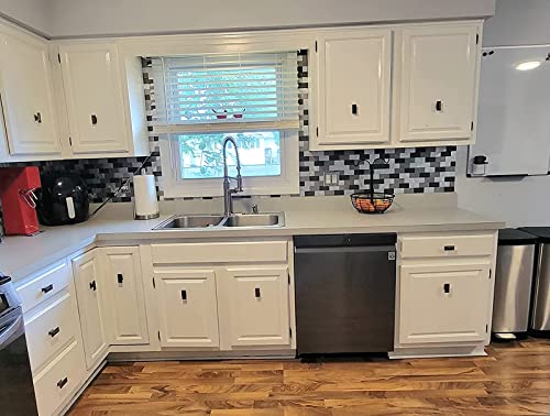 5 - Sheet Peel And Stick Metal Backsplash, Stick On Tiles Stainless Steel Backsplash Peel And Stick For Kitchen, Bathroom, Fireplace (12''X12'', Black) #TOP5