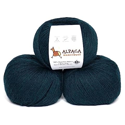 100% Alpaca Yarn Wool Set of 3 Skeins DK Weight - Heavenly Soft and Perfect for Knitting and Crocheting (Emerald Green, DK) Cover