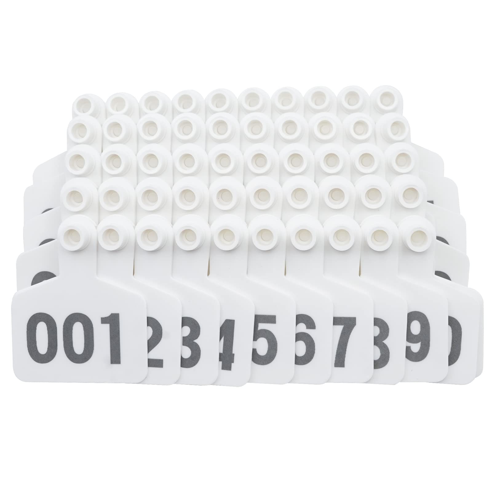 KHEARPSL Cattle Cow Ear Tags Numbered Livestock Identifcation Ear Tags for Cattle Cow Horse Pig Goat Sheep Farm Animal (001-100, White)