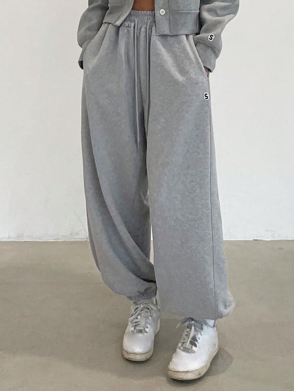 Image of Imsa Moda Women's Loose Fit Track Pants | Polycotton Joggers with Elastic Waistband & Side Pockets | Comfortable Gym, Yoga & Casual Wear Trousers