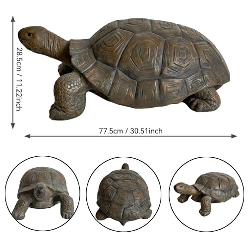 EMOBACO 30.51" Long Realistic Tortoise Figurine, Resin Turtle Garden Statue, Weather-Resistant Indoor/Outdoor Sculpture Decor for Nature Decor & Themed Displays, Landscape Art - Image 4