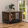 Snimoy-Dog-Crate-End-Table-Heavy-Duty-Pet-Cage-Decorative-Furniture-Wood-Metal-Dog-House-Indoor-with-Removable-Tray-for-Small-Medium-Dog-33-x-23-x-24-Inches Wood Metal Dog House
