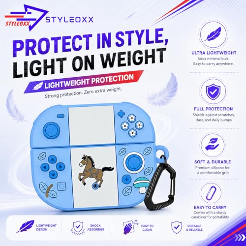 Image of Anvique Silicone Case Cover for Oneplus Nord Buds 4 Pro, Scratch Resistance, Shock Absorption, with Premium Carabiner (Horse SkyBlue T)