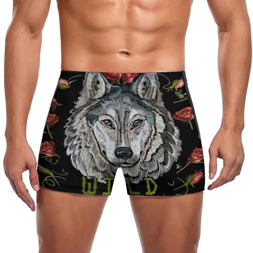 Maillot de bain loup sauvage homme type boxer short de plage confortable