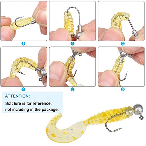 HEZHU 45 Stück Jighaken mit Round Jighead, Jigköpfe für Gummifische zum Raubfishangeln, Bleikopf-Angelhaken Set mit… – Bild 5