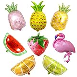 8 Pcs Fruit Foil Balloons Flamingo Pineapple Watermelon Strawberry Lemon Mylar Aluminum Helium Hawai