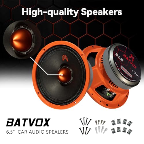 Image of MX65E2 Loudspeaker 6.5 Inch Midrange 480 Watts 4 Ohms Orange Bullet, Premium Quality Audio Door Speakers for Car or Truck Stereo Sound System, Orange (2 Speakers)