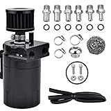 Tocsho Energy Baffled Oil Catch Can,Oil Separator Catch Can 300ml Aluminum Black Universal